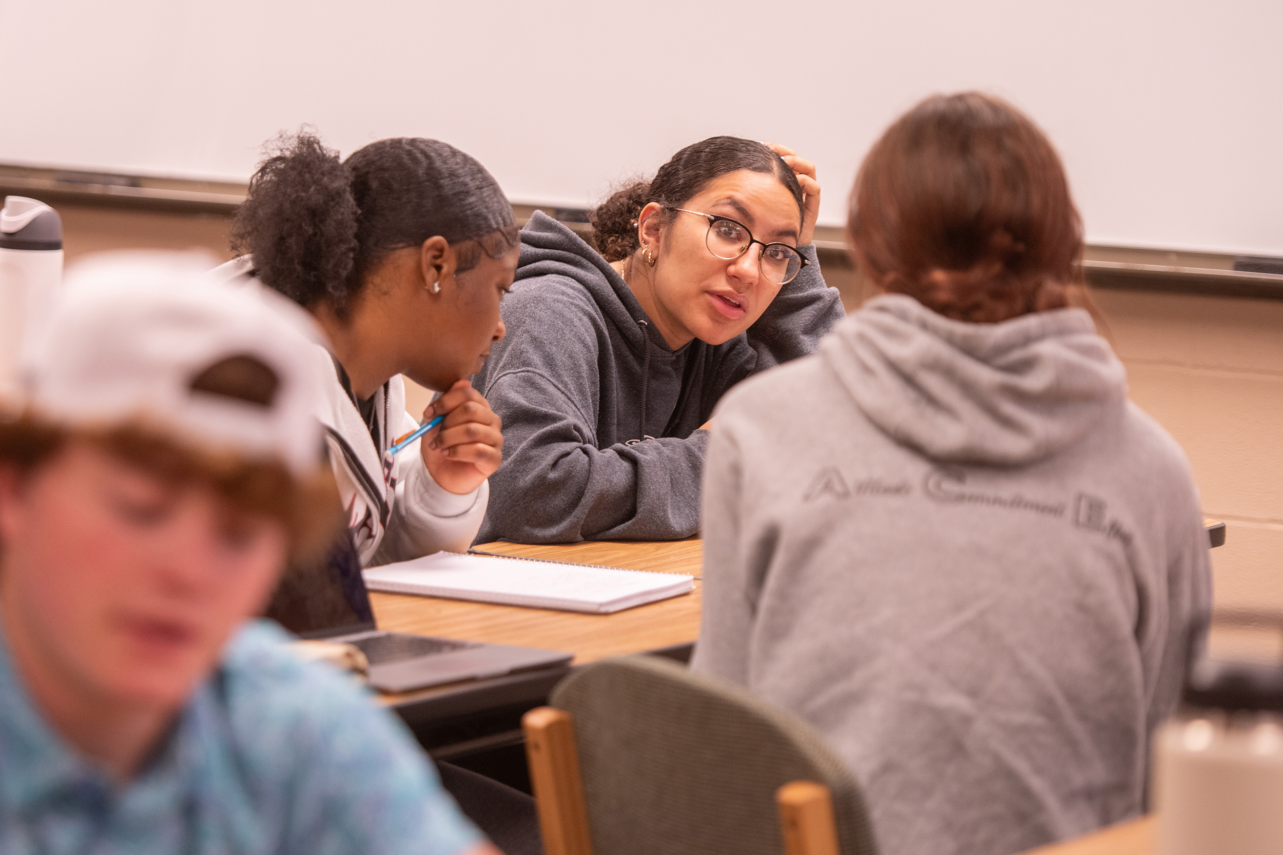 photo - students discussing an assignment in a social sciences class