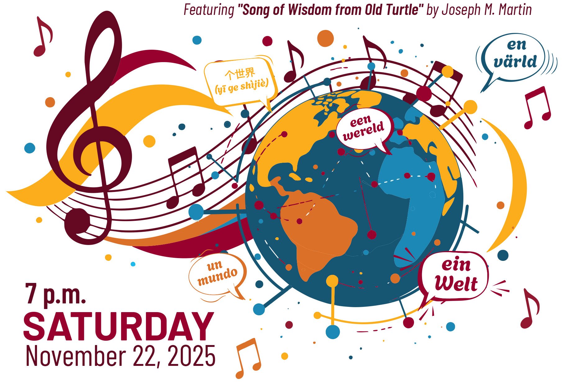 One World, Many Voices - Hesston College Masterworks Concert, 7 p.m., Saturday, November 22, 2025
Featuring 