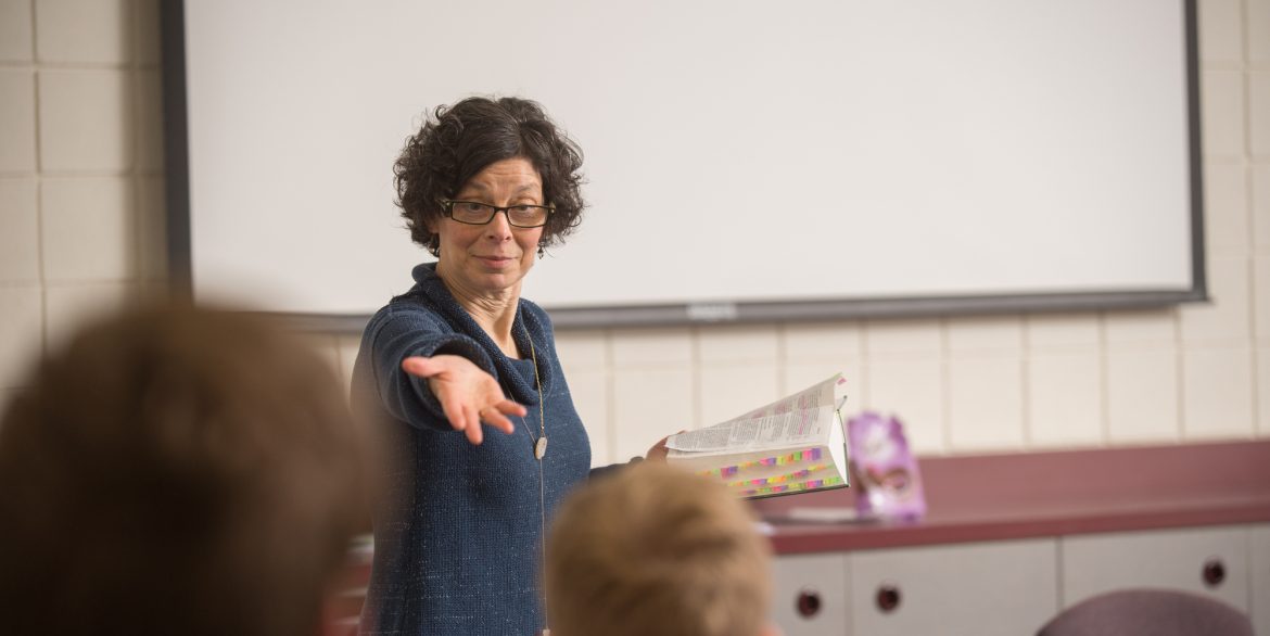 Photo: Bible prof Michele Hershberger teaches a class.