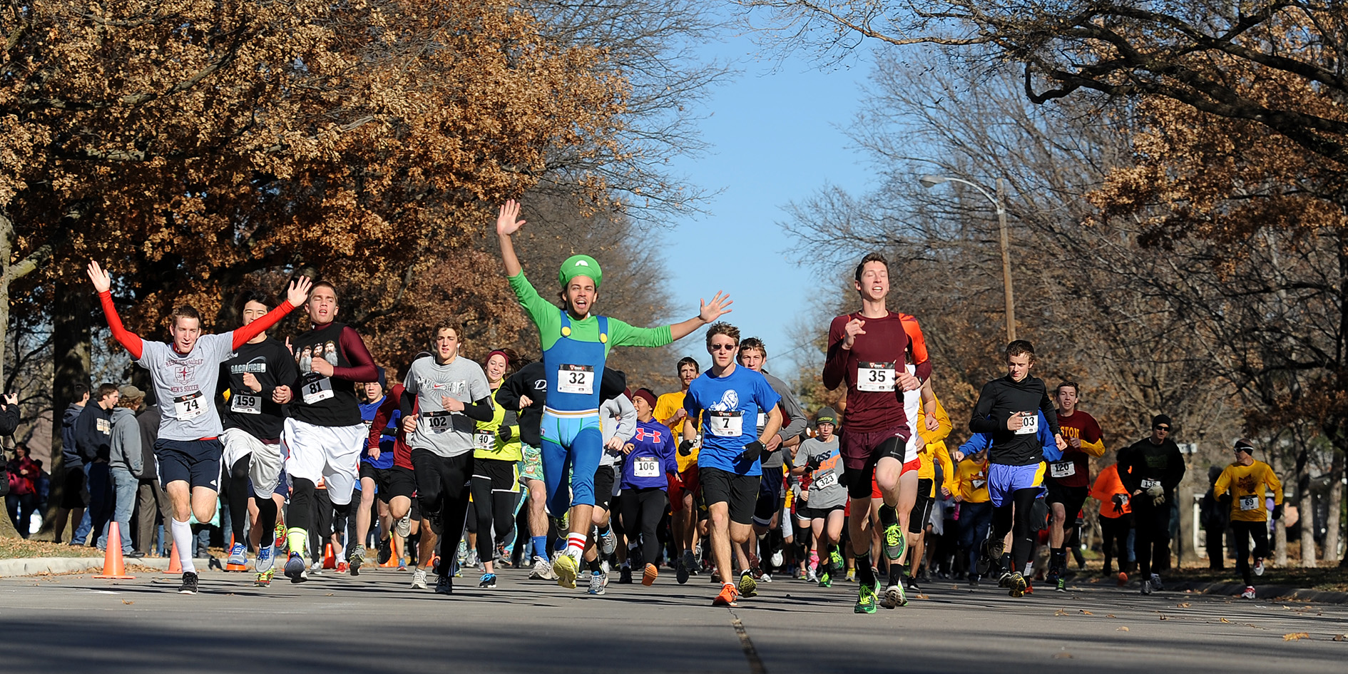 photo - Runners start the Hesston College Howard Hustle Two-Mile Run/Walk during the college’s 2013 Thanksgiving Weekend celebration