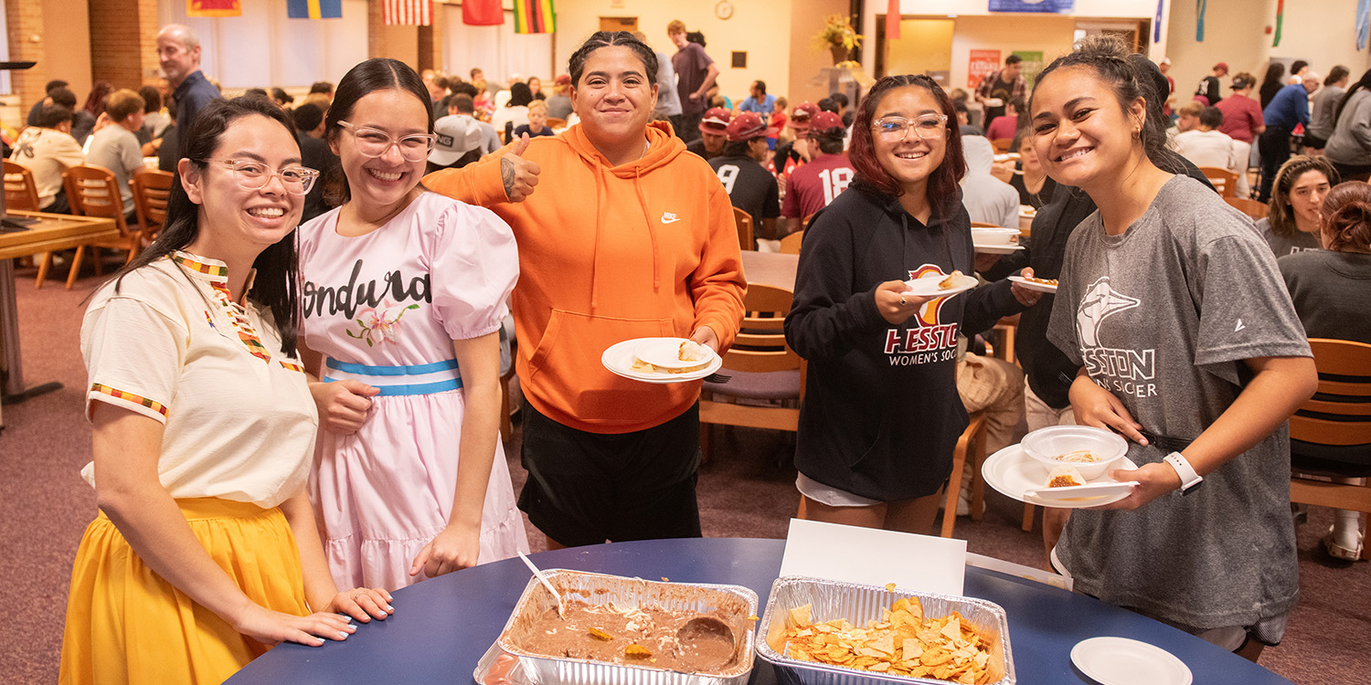 Photo: students enjoy the celebration at Hesston College cultures fair 2024