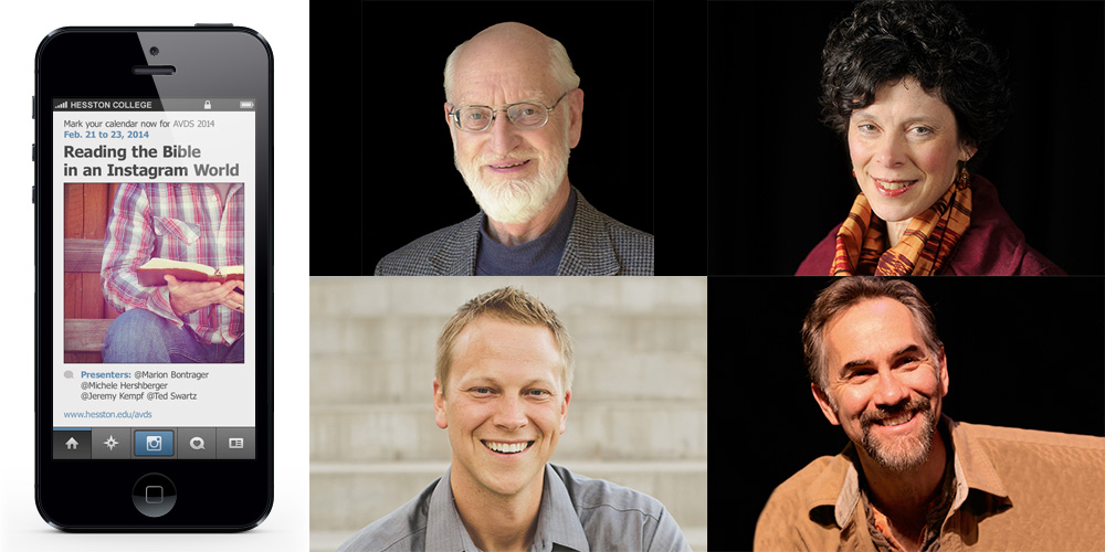 photo collage - Anabaptist Vision and Discipleship Series 2014 speakers: Marion Bontrager, Michele Hershberger, Jeremy Kempf and Ted Swartz