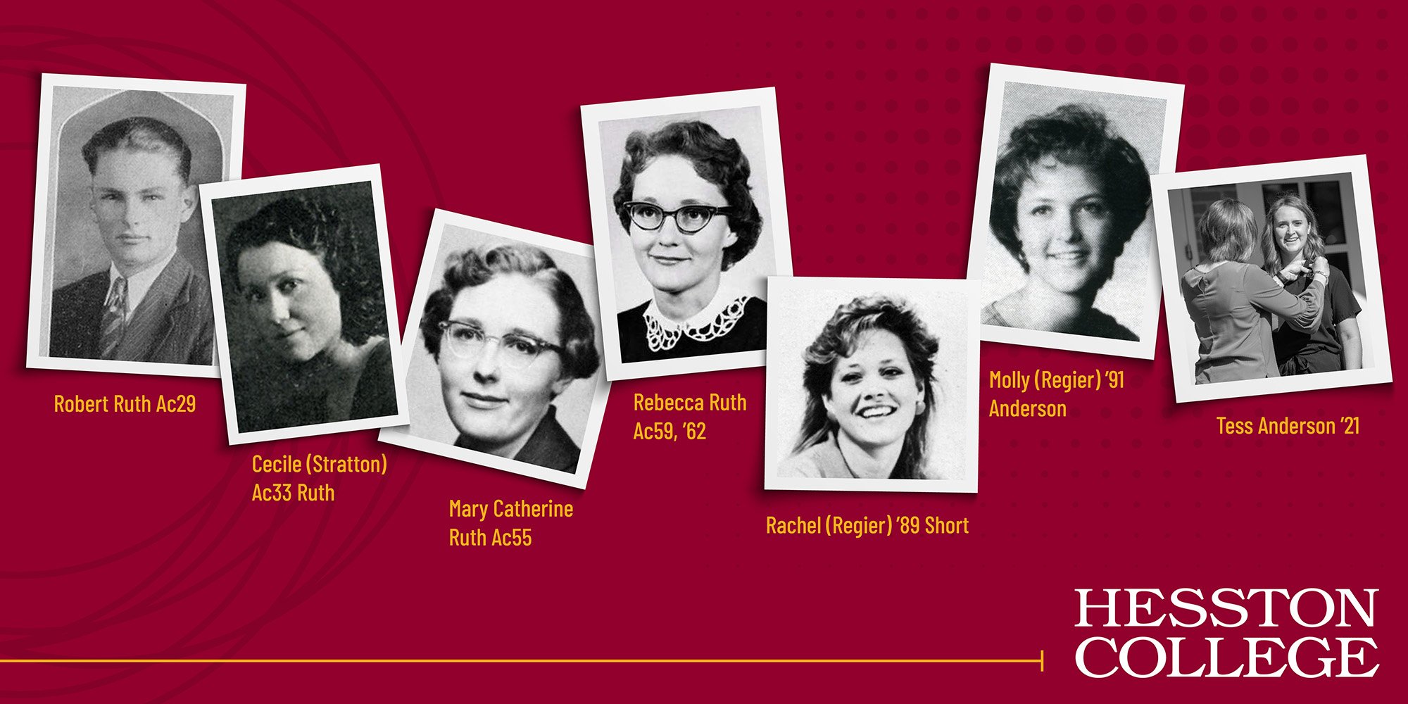 photos of members of the Ruth family, a legacy family at Hesston College