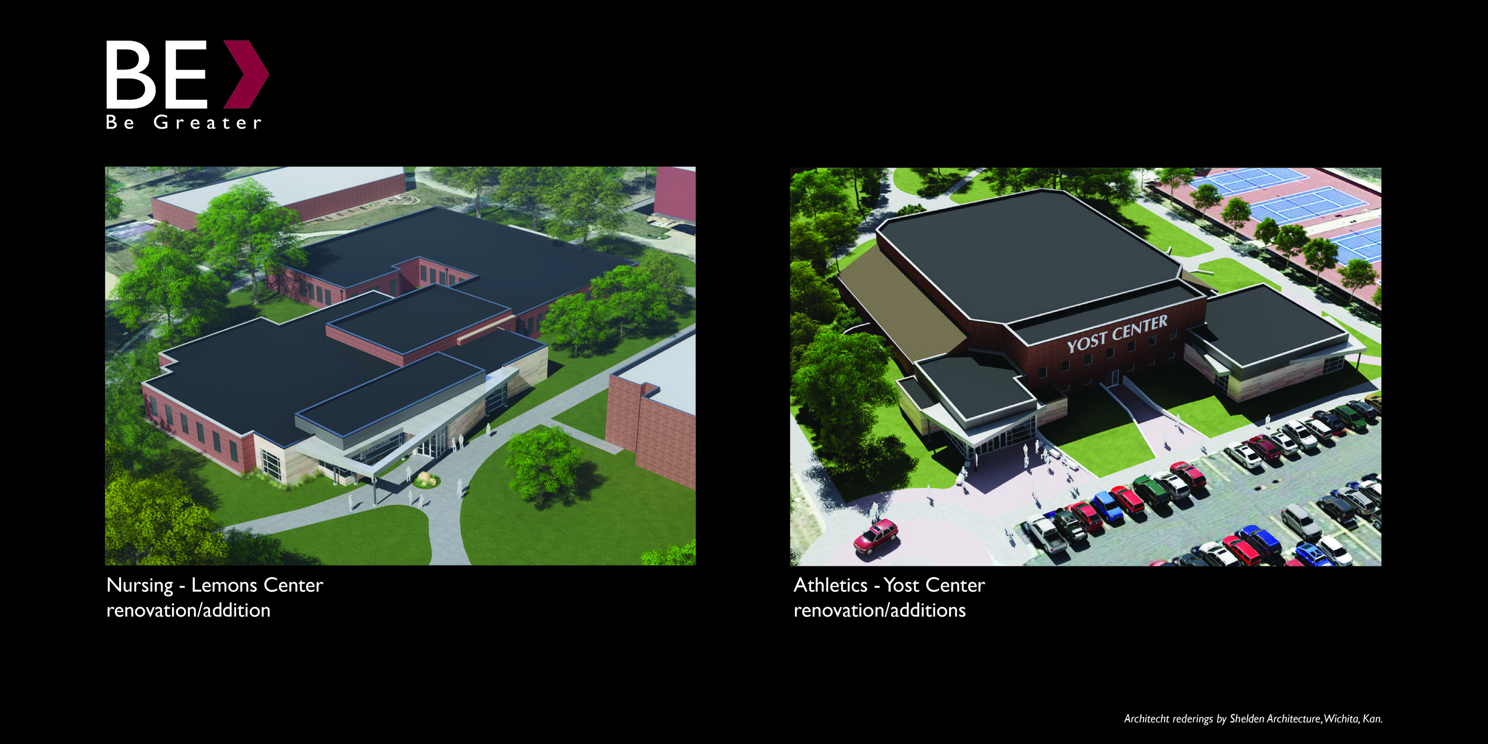 Be Greater Campaign architect's renderings of Lemons Center renovation and addition, Yost Center additions