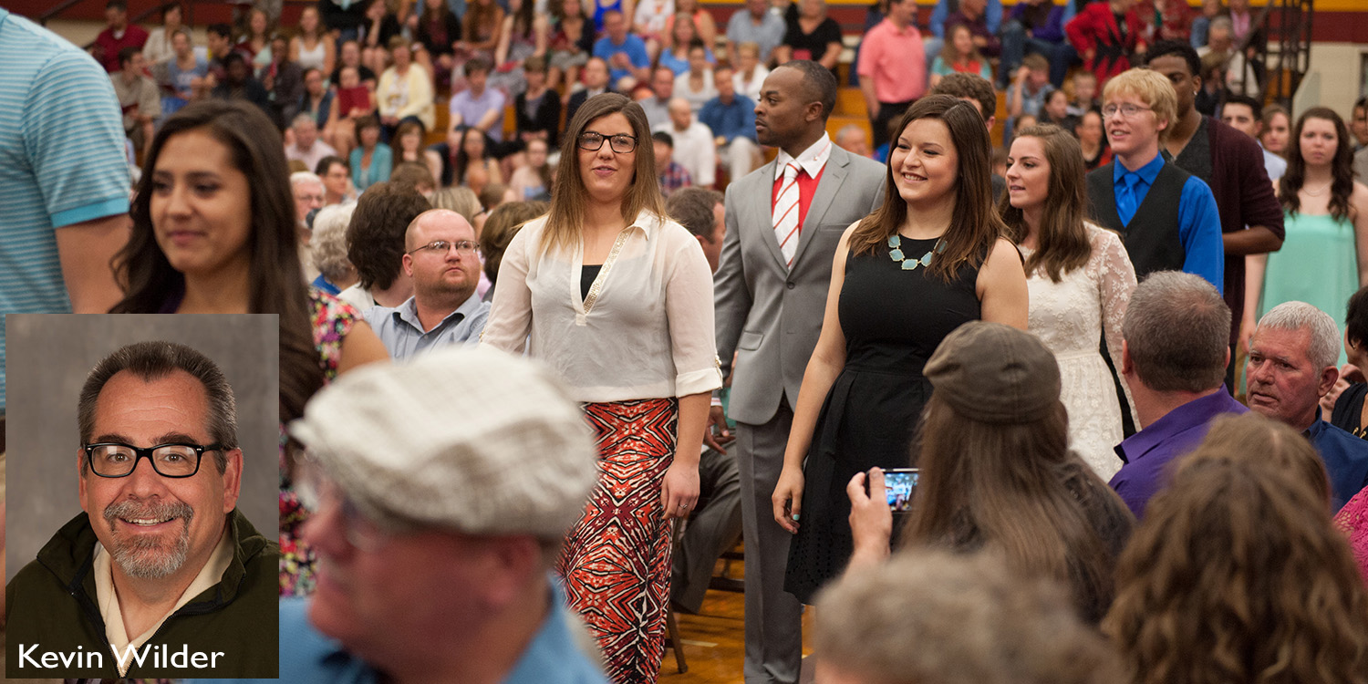 2015 Hesston College commencement processional photo. Inset photo - Kevin Wilder