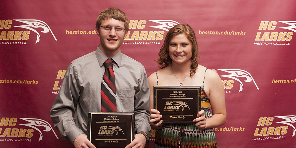 photo - Jacob Landis and Hayley Gately, Hesston College student athletes of the year 2012-13