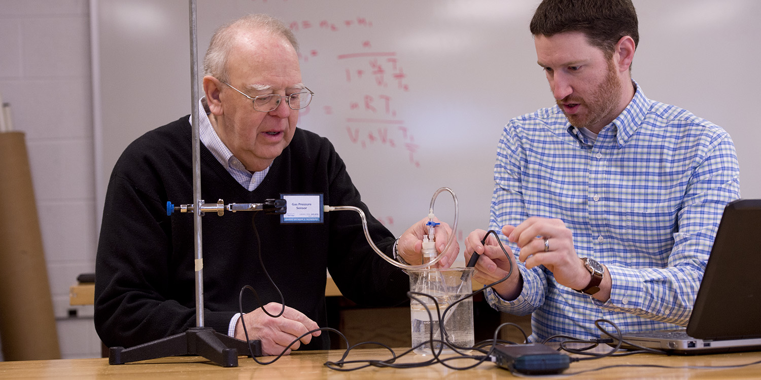 photo - Hesston College faculty emeritus, Nelson Kilmer, and physics professor, Joel Krehbiel, collaborated on two articles that were published in the January issue of “The Physics Teacher” journal.
