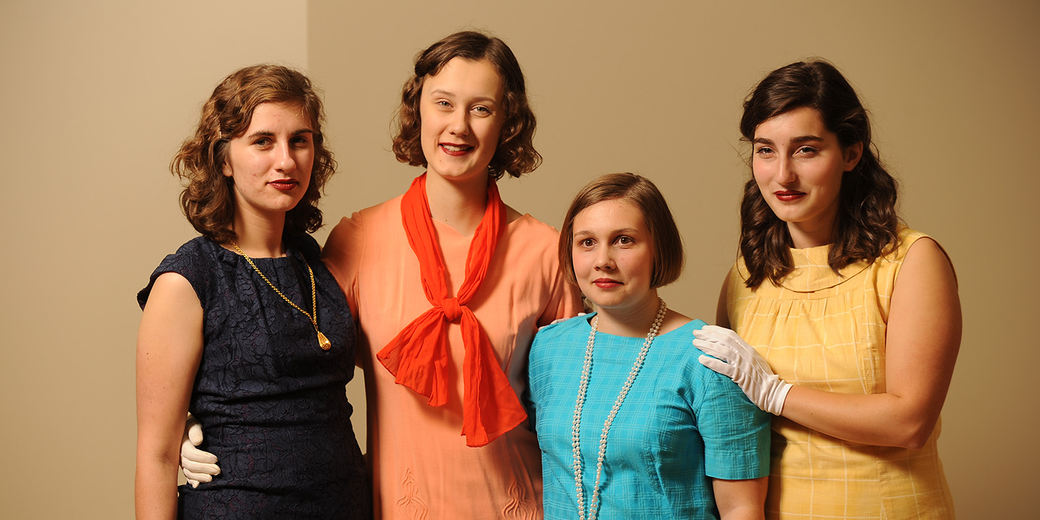 cast members from Hesston College production of These Shining Lives pose for a promotional photo
