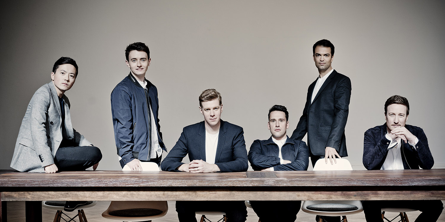 promotional photo of vocal group The King's Singers, photo by Marco Borggreve