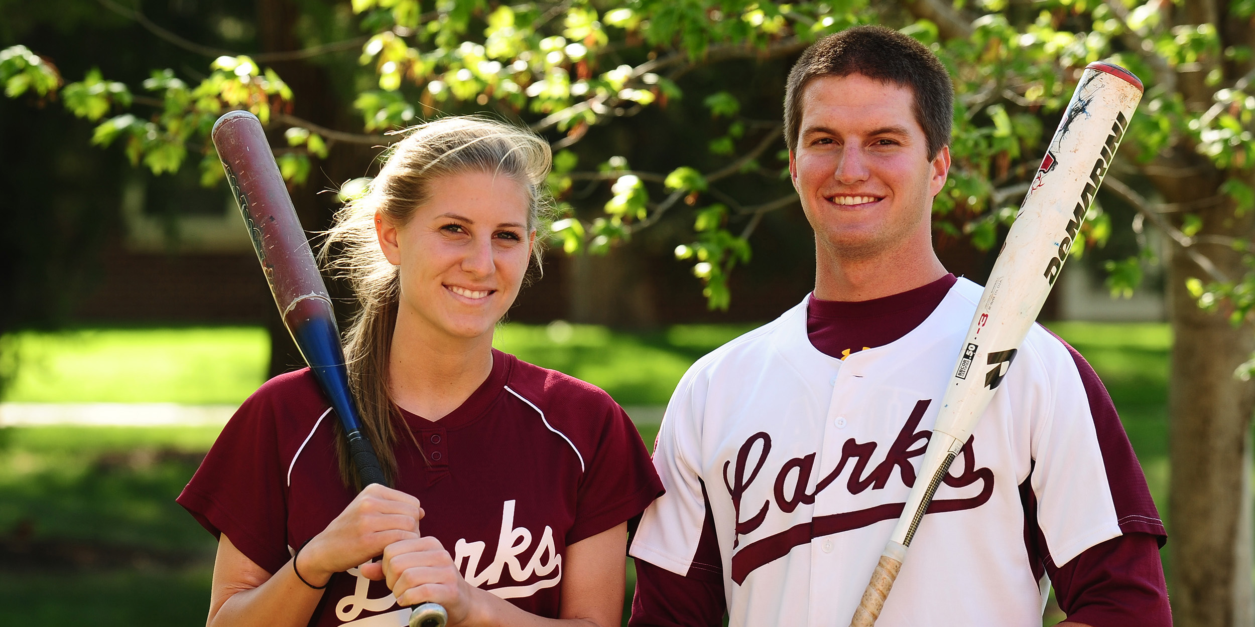 photo - Hesston College career home run record holders Erika Shrock (softball) and Tyler Yoder (baseball)