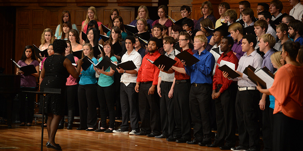 photo - Hesston College and Bluffton (Ohio) University perform at “A Celebration of Gospel: Music and Worship in the African-American Tradition” at Hesston College.