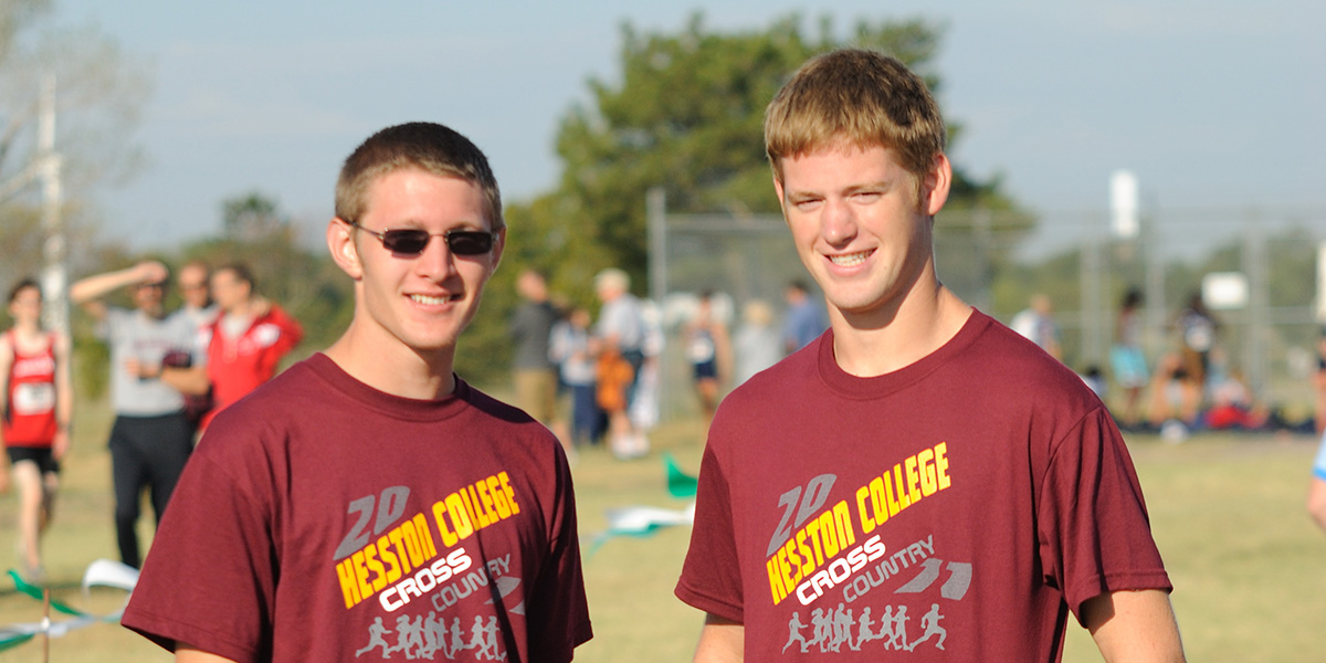 photo - Hesston College men's cross country runners Jacob Landis and Kenny Graber