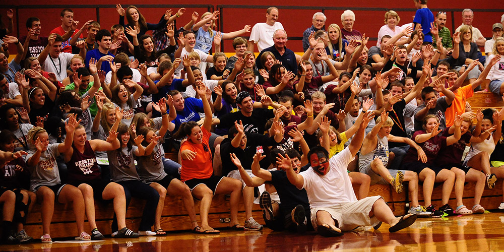 photo - the Hesston College student cheering section