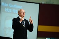 Former Interim President Peter Wiebe speaks at Centennial Homecoming worship service.