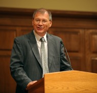 President Howard Keim speaks at opening worship.