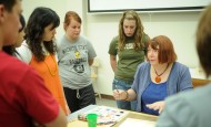 Art faculty member Lois Misegadis teaches watercolor painting in Friesen Center for the Visual Arts.