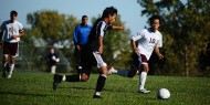 Hesston College men's soccer action photo - Masaki Kato