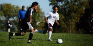 Hesston College men's soccer action photo - Masaki Kato