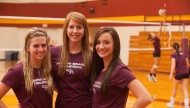 Hesston volleyball returning sophomores Alyssa Horst, Kate Steury and Kendra Mast