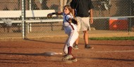 Hayley Gately throws for an out in the final inning of the second game.