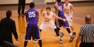 Hesston College men's basketball action photo - Alex Santiago