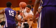 Hesston College men's basketball action photo - Alex Santiago