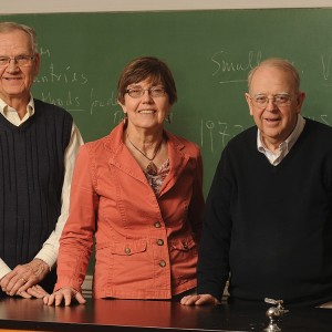 Hesston College retirees Hugo Boschmann, Lorna Harder and Nelson Kilmer