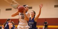 Hesston College women's basketball action photo - Carissa Slabach