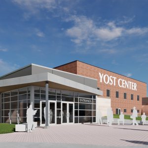 architect's rendering of an updated Yost Center