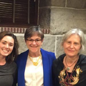 Katie Schmidt (second from left) with Governor Laura Kelly and the owners of Blue Morning Glory Studio (right). Also, pictured, Schmidt's husband (left).