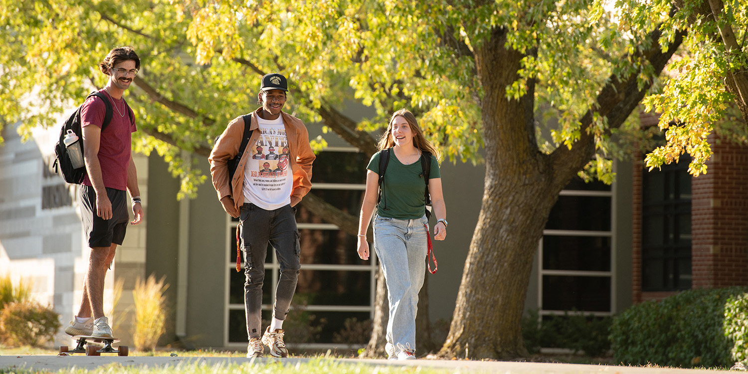 Students walking on campus