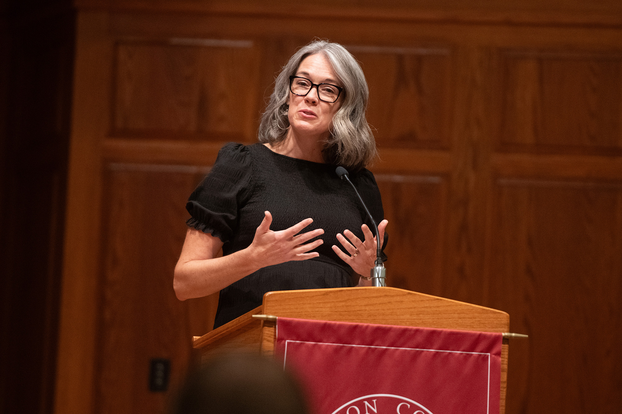 2024 Homecoming - Lark Hall of Fame induction ceremony - Janel (Jantz) Stucky speaks on behalf of the 1996-97 women's basketball team