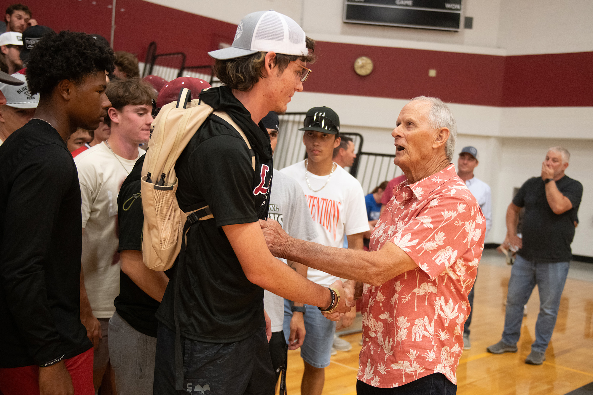 Homecoming 2024 hall of fame meet and greet - Art Mullet with current baseball players