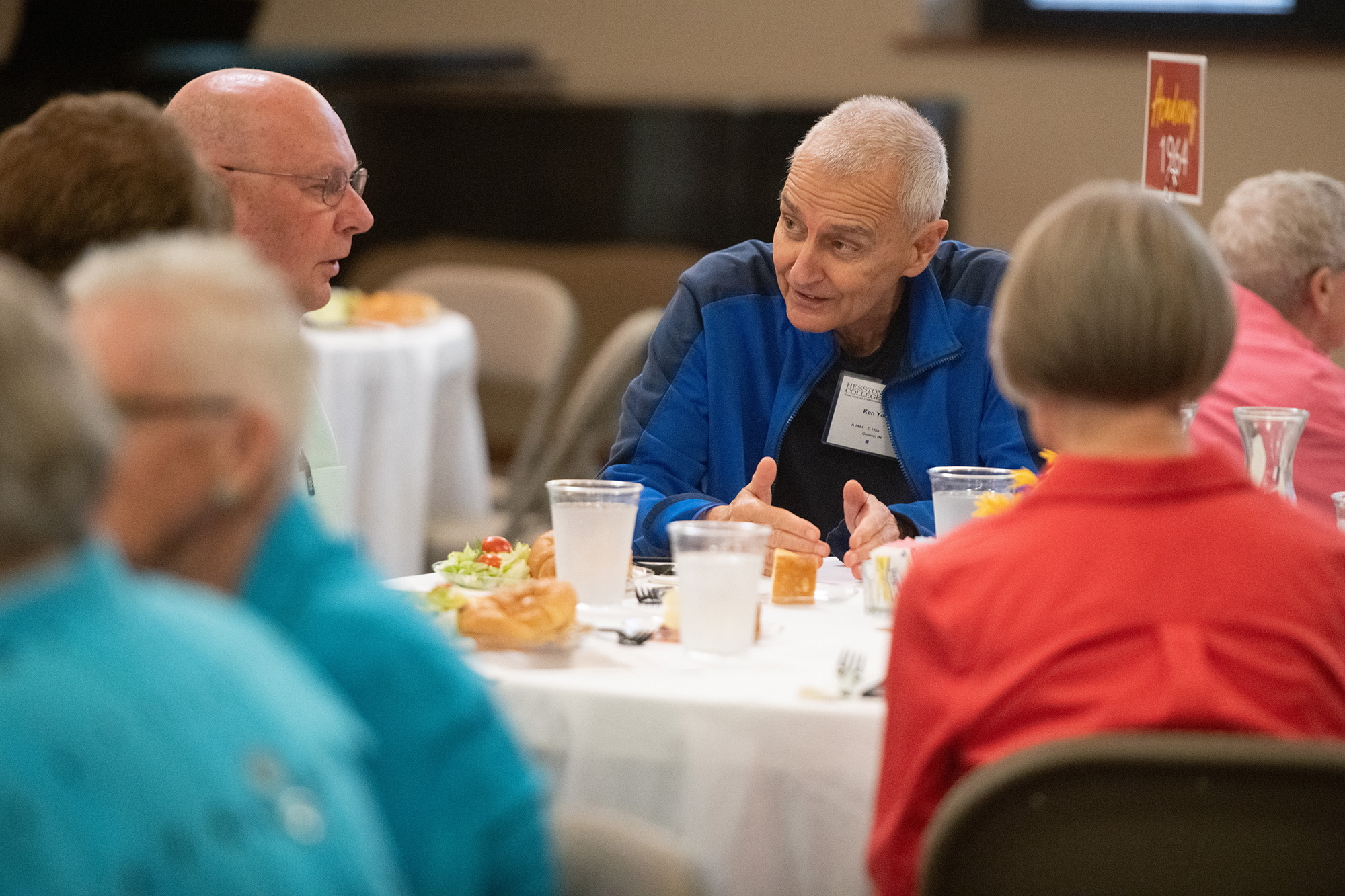 Alumni and friends gather to learn about the history of theatre at Hesston College at the Golden Gables Luncheon