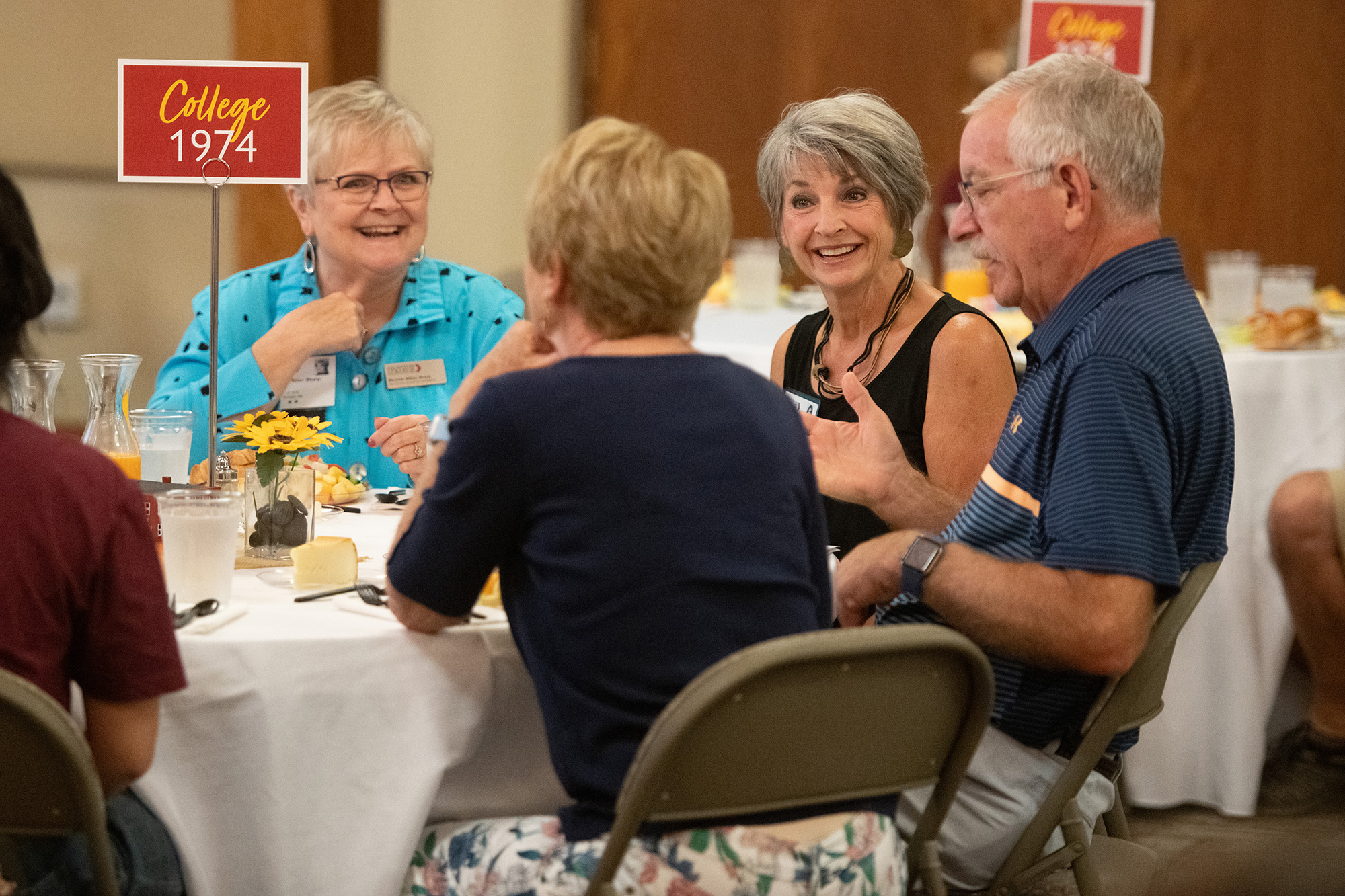 Alumni and friends gather to learn about the history of theatre at Hesston College at the Golden Gables Luncheon