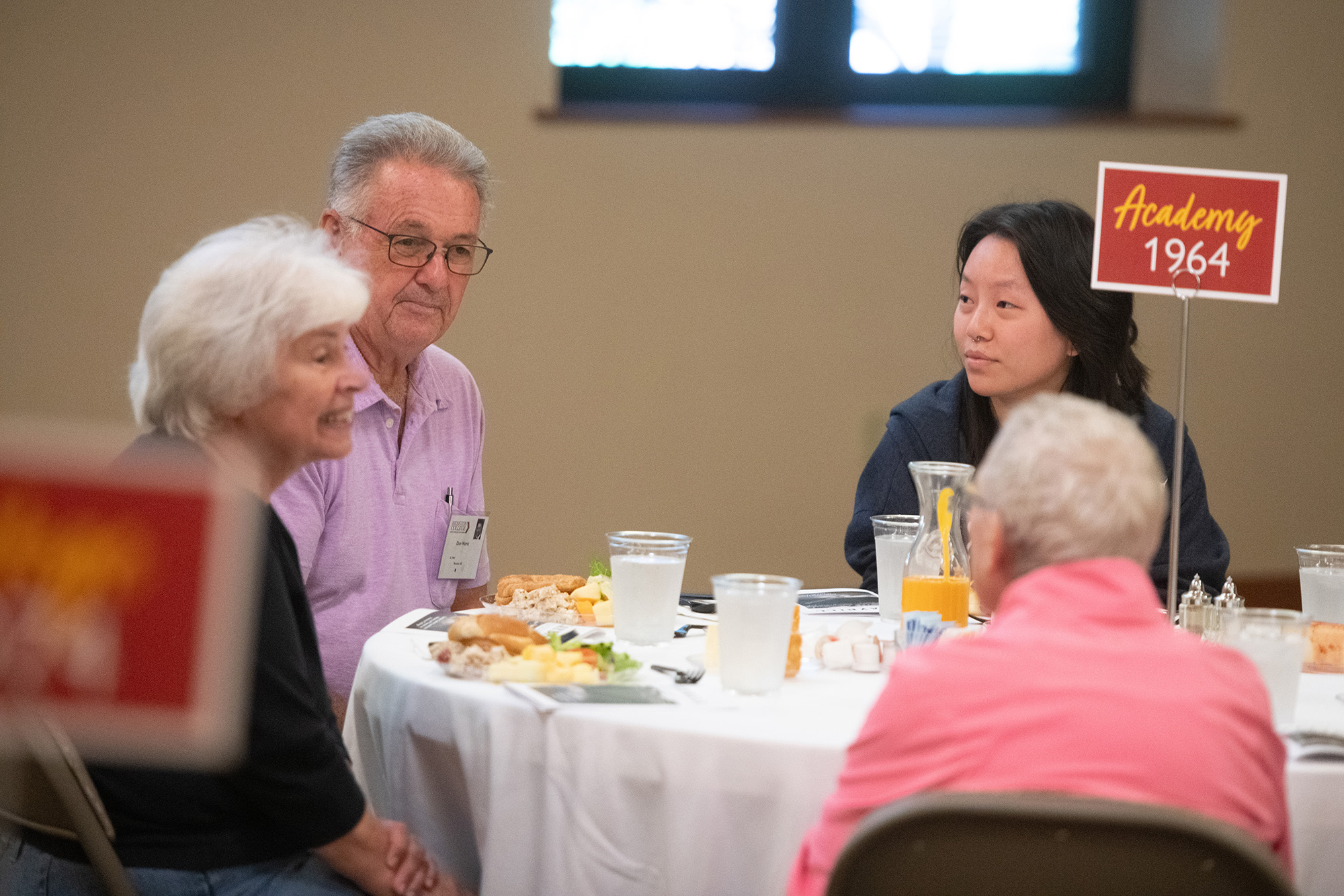 Alumni and friends gather to learn about the history of theatre at Hesston College at the Golden Gables Luncheon