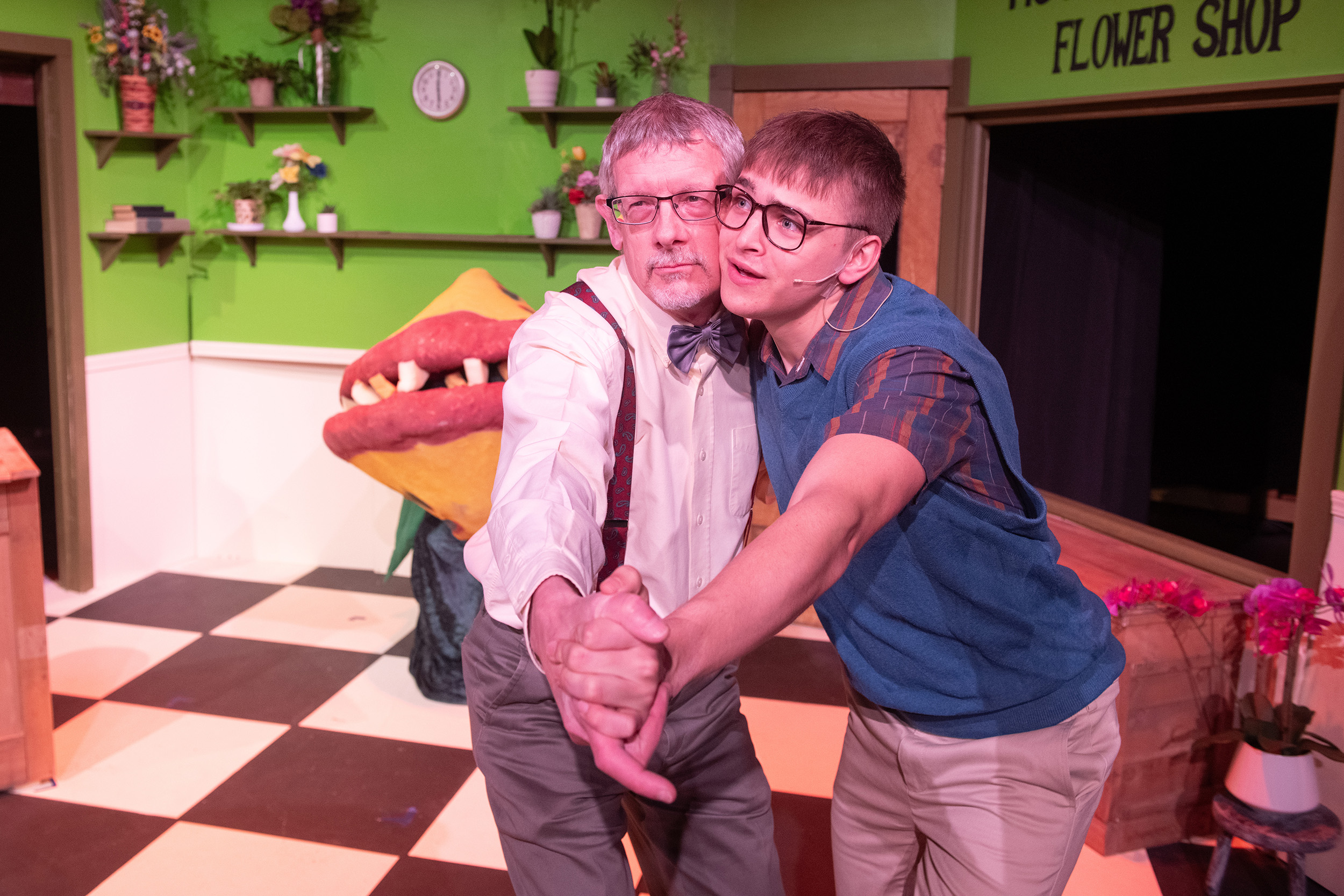 production photo from the Hesston College Theatre production of Little Shop of Horrors