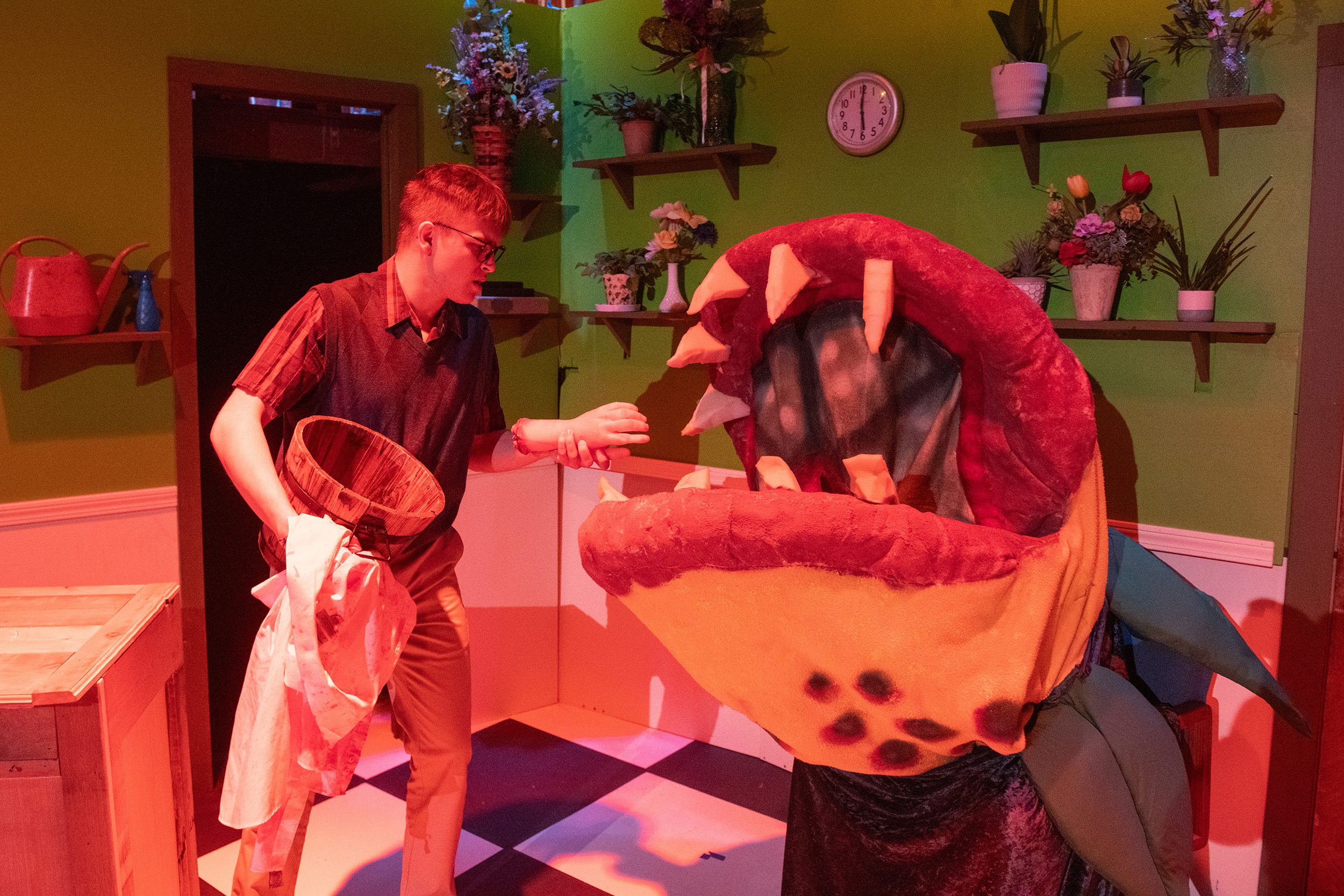 production photo from the Hesston College Theatre production of Little Shop of Horrors