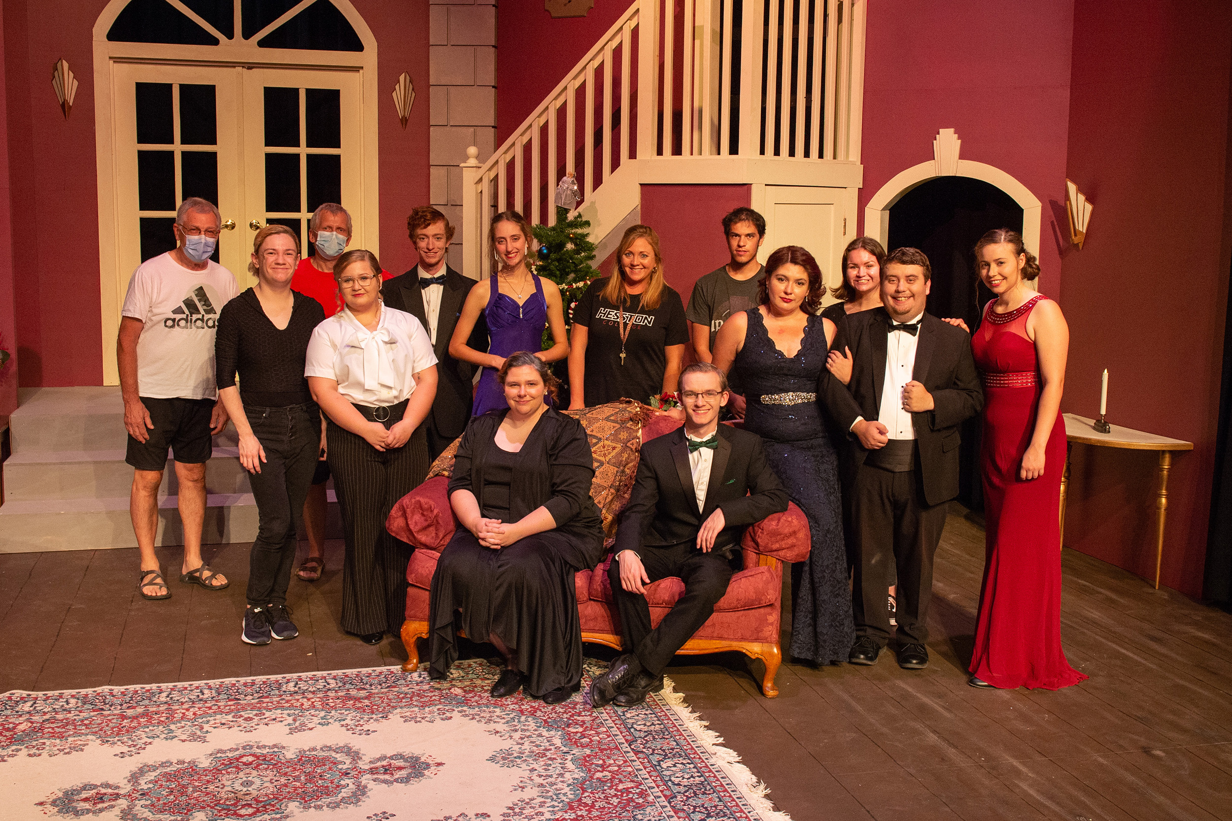 cast and crew photo from Hesston College production of "The Game's Afoot"