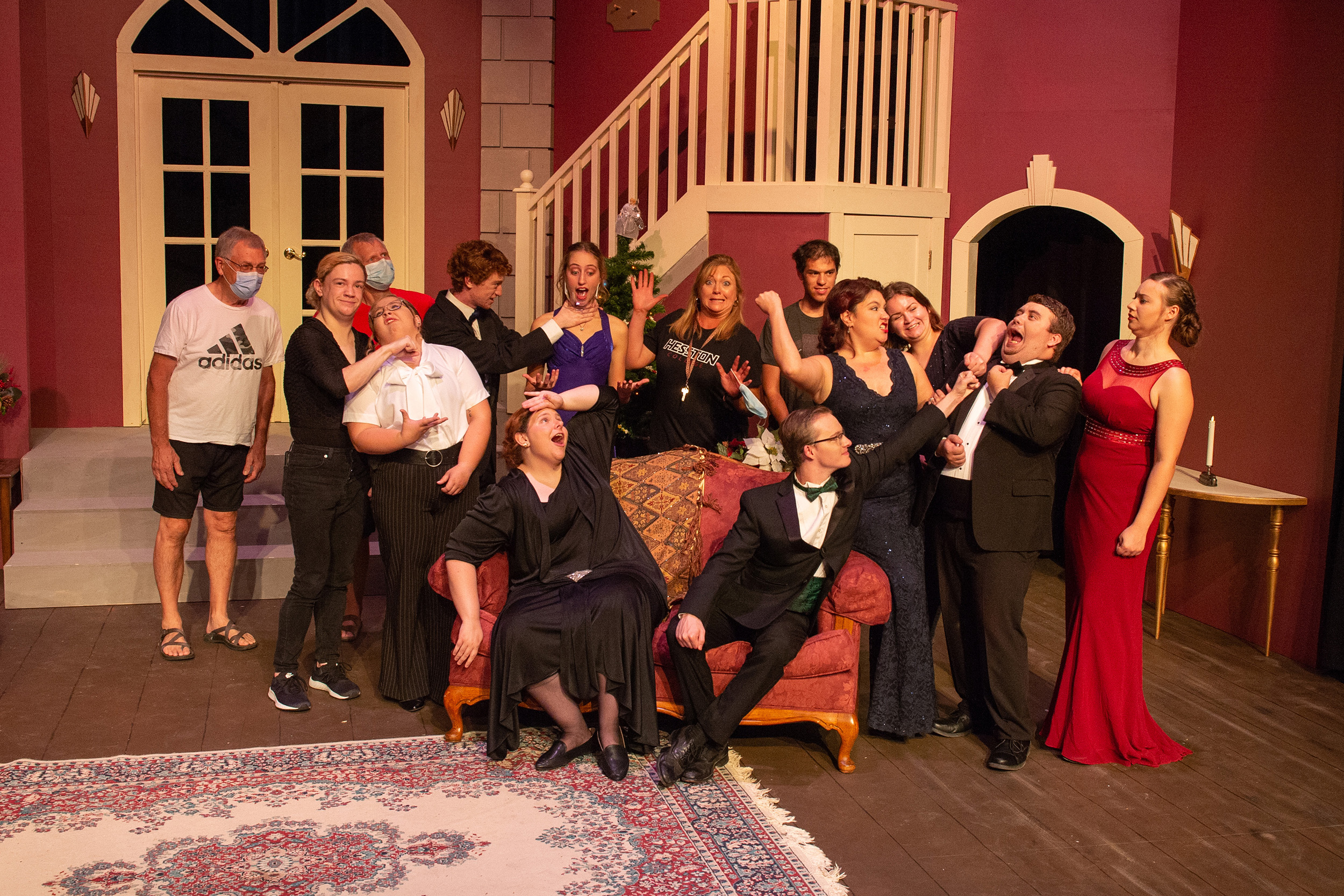 cast and crew photo from Hesston College production of "The Game's Afoot"