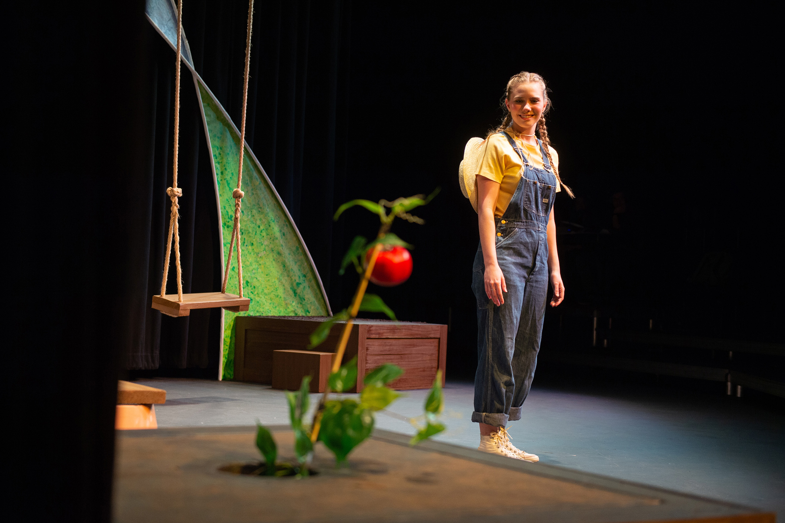 production photo from Hesston College Theatre production of "Tomato Plant Girl"