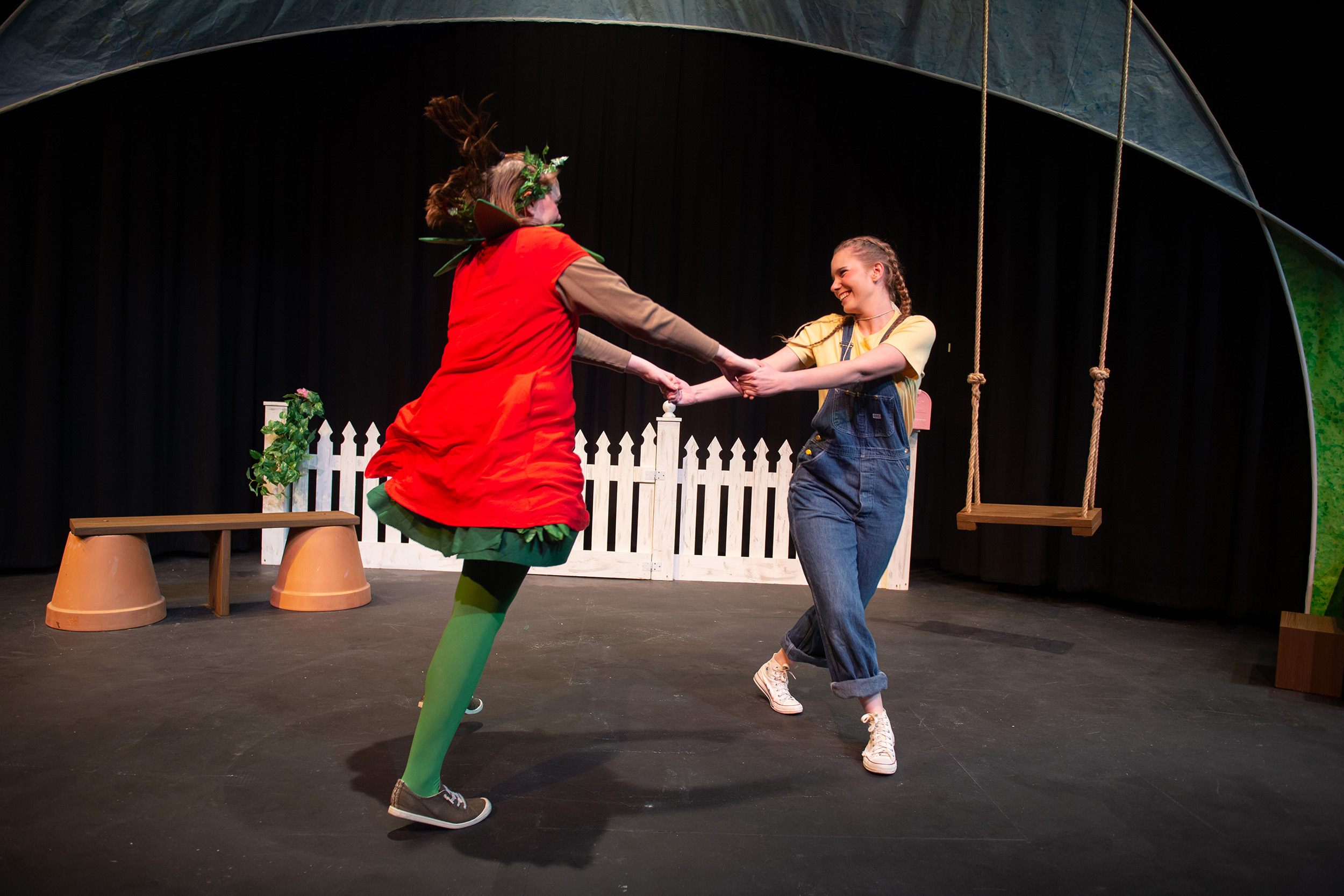 production photo from Hesston College Theatre production of "Tomato Plant Girl"