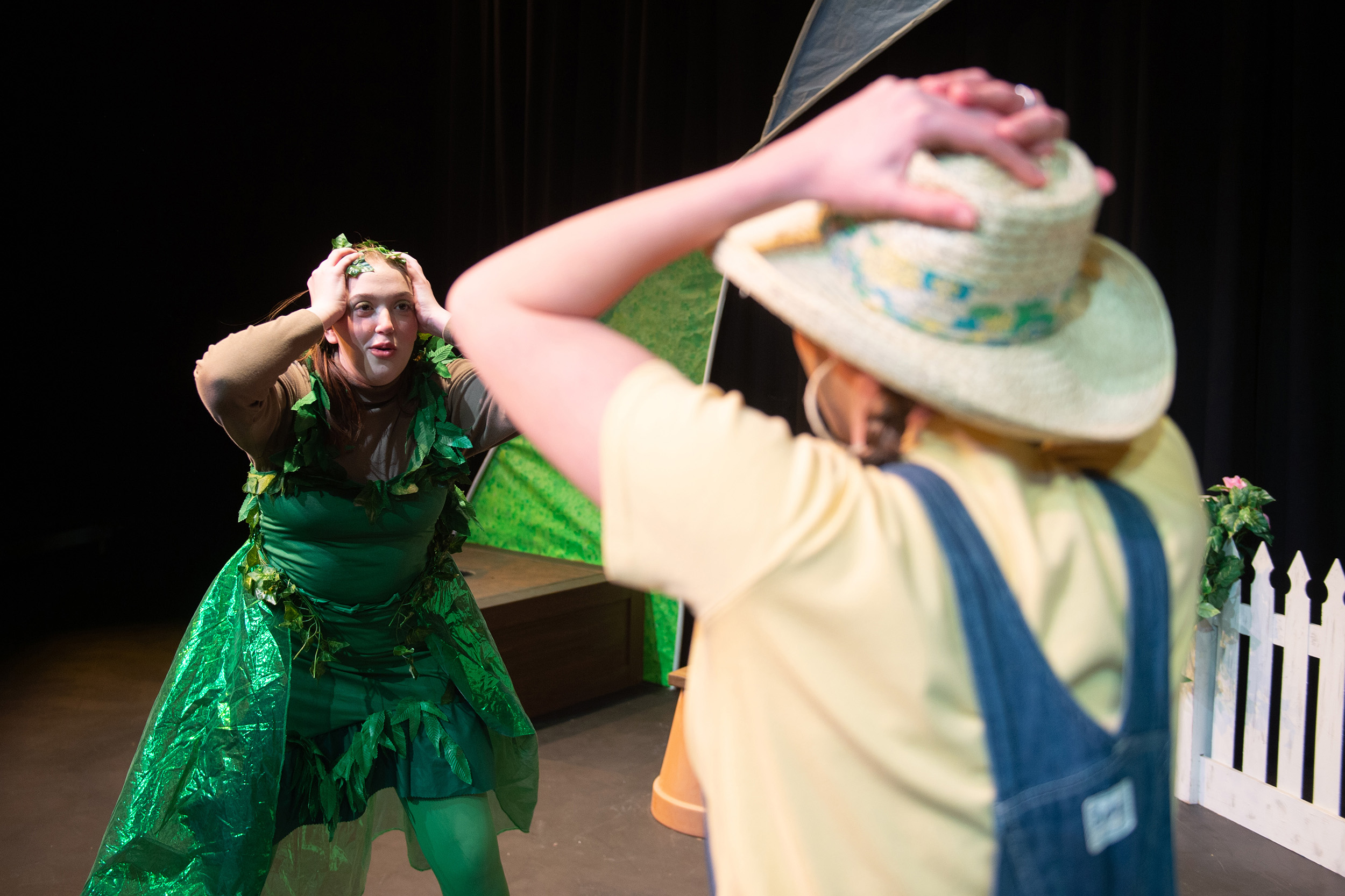 production photo from Hesston College Theatre production of "Tomato Plant Girl"