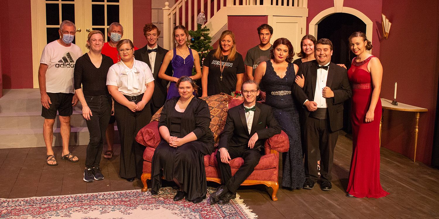 cast and crew photo from Hesston College production of "The Game's Afoot"